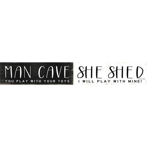 Man Cave-She Shed Toys White Modern Wood Framed Art Print by Jacobs, Cindy