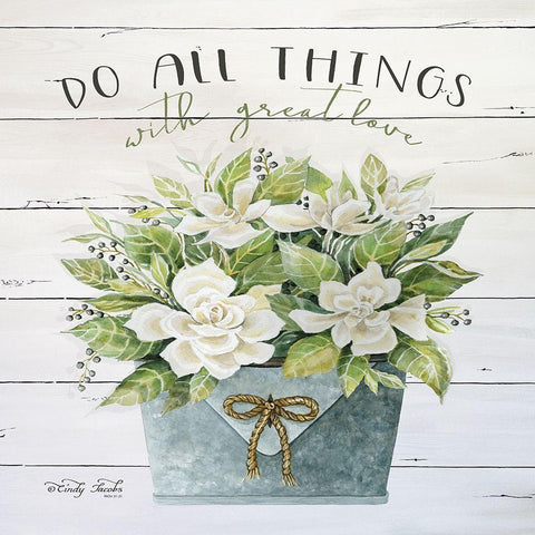 Do All Things with Great Love Black Ornate Wood Framed Art Print with Double Matting by Jacobs, Cindy