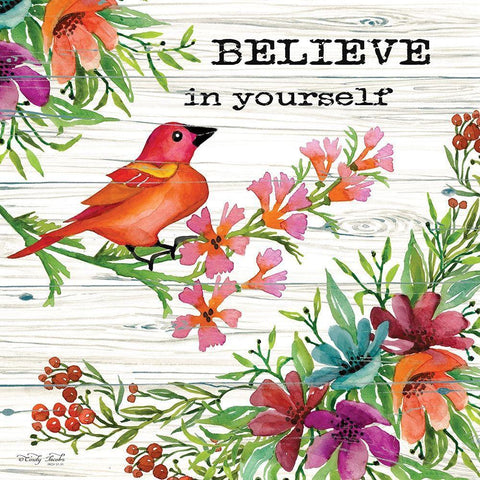 Believe in Yourself White Modern Wood Framed Art Print with Double Matting by Jacobs, Cindy