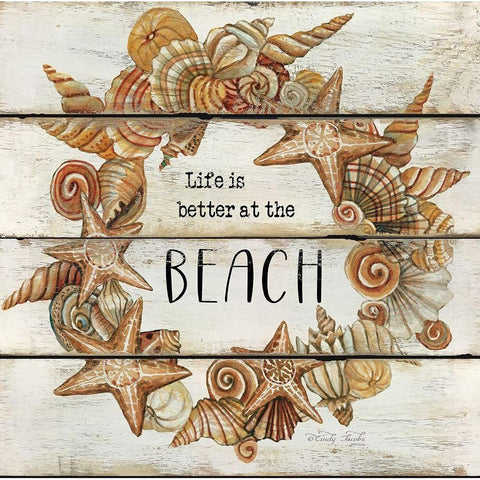 Life is Better at the Beach Gold Ornate Wood Framed Art Print with Double Matting by Jacobs, Cindy