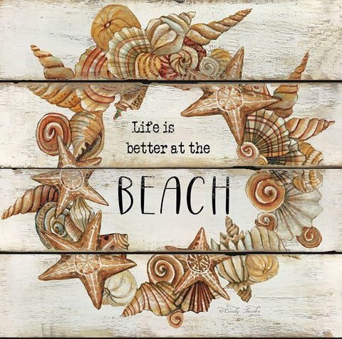 Life is Better at the Beach White Modern Wood Framed Art Print with Double Matting by Jacobs, Cindy