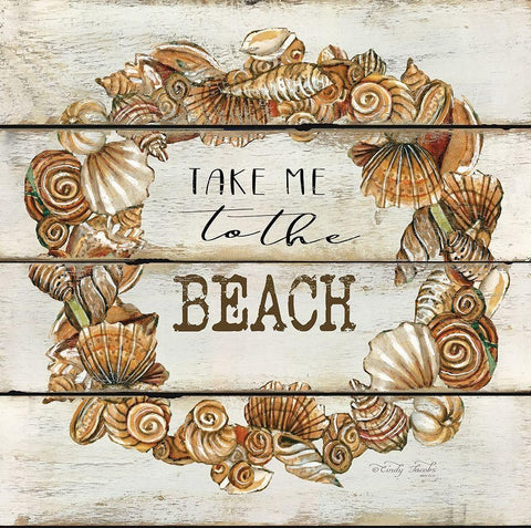 Take Me to the Beach Black Ornate Wood Framed Art Print with Double Matting by Jacobs, Cindy