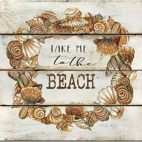 Take Me to the Beach Black Modern Wood Framed Art Print with Double Matting by Jacobs, Cindy