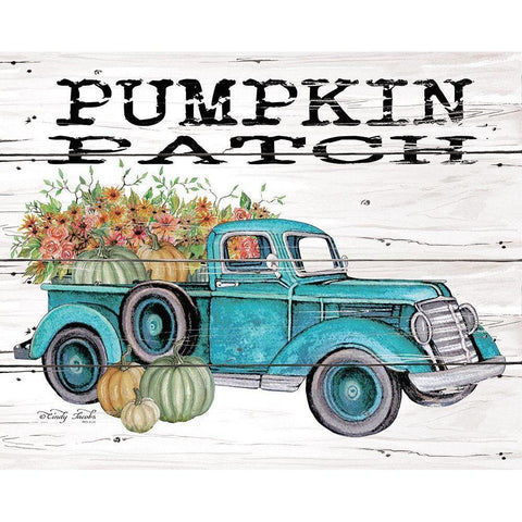 Pumpkin Patch Truck White Modern Wood Framed Art Print by Hallowell, Britt