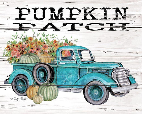 Pumpkin Patch Truck Black Ornate Wood Framed Art Print with Double Matting by Hallowell, Britt