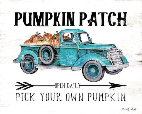 Pumpkin Patch Open Daily White Modern Wood Framed Art Print with Double Matting by Jacobs, Cindy