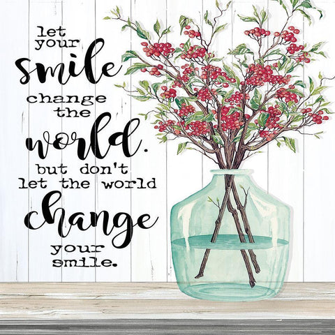 Let Your Smile Change the World White Modern Wood Framed Art Print by Jacobs, Cindy