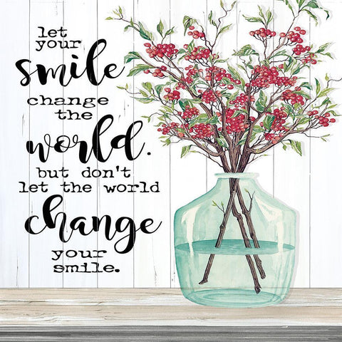 Let Your Smile Change the World White Modern Wood Framed Art Print with Double Matting by Jacobs, Cindy