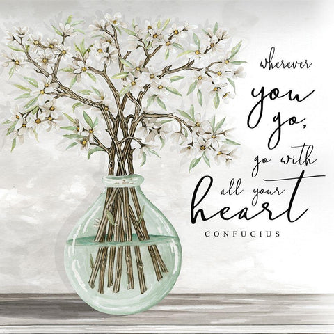 Go With All Your Heart White Modern Wood Framed Art Print by Jacobs, Cindy