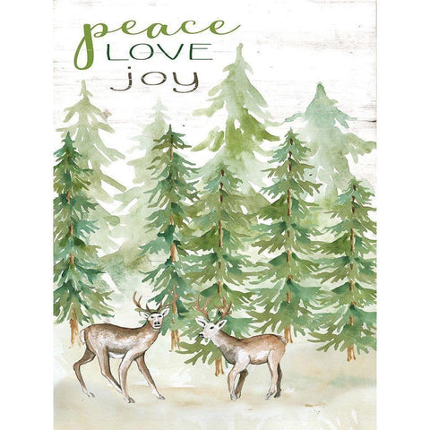 Peace Love Joy Deer Gold Ornate Wood Framed Art Print with Double Matting by Jacobs, Cindy