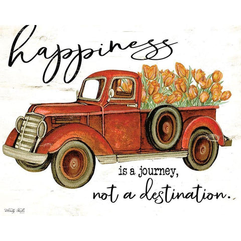 Happiness is a Journey  Black Modern Wood Framed Art Print with Double Matting by Jacobs, Cindy