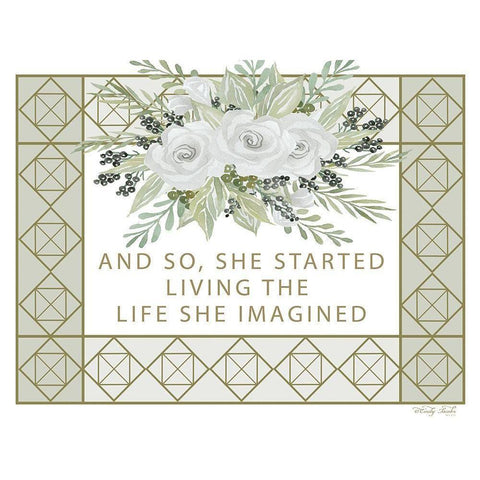 Living the Life She Imagined White Modern Wood Framed Art Print by Jacobs, Cindy