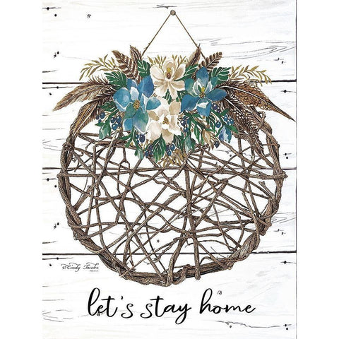 Lets Stay Home Gold Ornate Wood Framed Art Print with Double Matting by Jacobs, Cindy