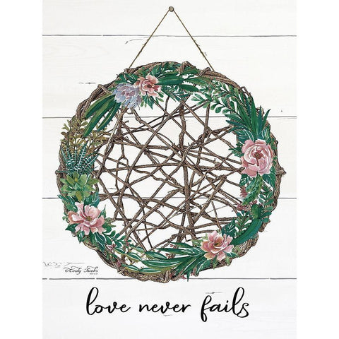 Love Never Fails Gold Ornate Wood Framed Art Print with Double Matting by Jacobs, Cindy