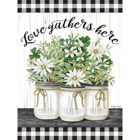 Love Gathers Here White Modern Wood Framed Art Print by Jacobs, Cindy