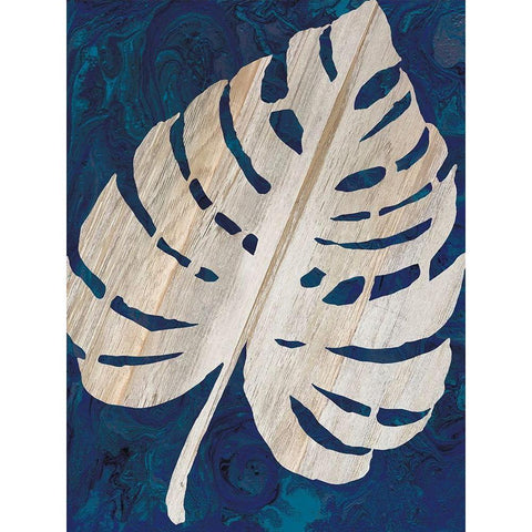 Monstera Navy White Modern Wood Framed Art Print by Jacobs, Cindy