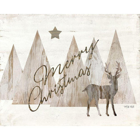 Merry Christmas Deer Black Modern Wood Framed Art Print with Double Matting by Jacobs, Cindy