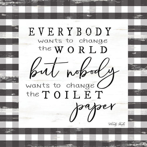 Everybody Wants to Change the World White Modern Wood Framed Art Print with Double Matting by Jacobs, Cindy