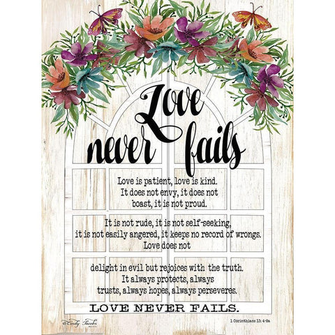 Floral Love Never Fails Gold Ornate Wood Framed Art Print with Double Matting by Jacobs, Cindy