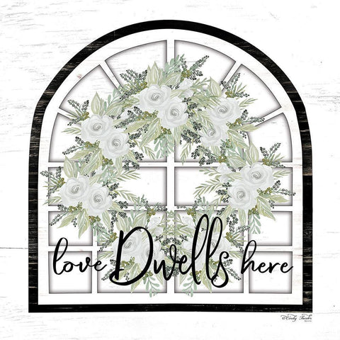 Love Dwells Here White Modern Wood Framed Art Print by Jacobs, Cindy