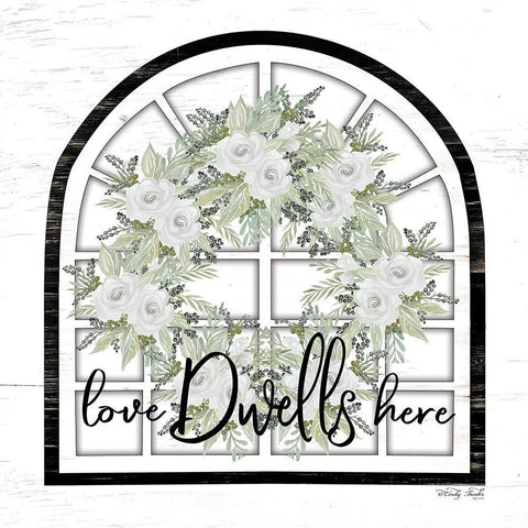 Love Dwells Here White Modern Wood Framed Art Print with Double Matting by Jacobs, Cindy