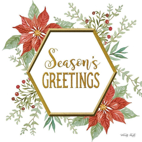 Seasons Greetings    White Modern Wood Framed Art Print by Jacobs, Cindy