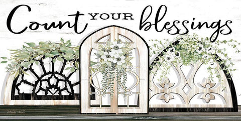 Count Your Blessings White Modern Wood Framed Art Print with Double Matting by Jacobs, Cindy