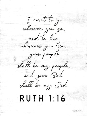 Ruth 1:16     White Modern Wood Framed Art Print with Double Matting by Jacobs, Cindy