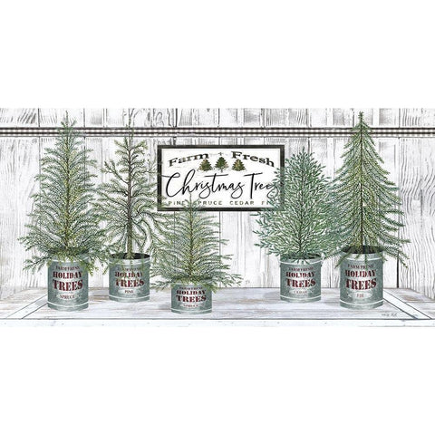 Galvanized Pots White Christmas Trees II White Modern Wood Framed Art Print by Jacobs, Cindy