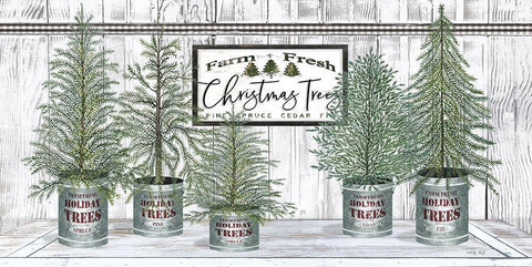 Galvanized Pots White Christmas Trees II White Modern Wood Framed Art Print with Double Matting by Jacobs, Cindy