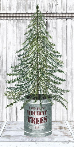 Galvanized Pot Fir White Modern Wood Framed Art Print with Double Matting by Jacobs, Cindy