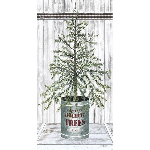 Galvanized Pot Pine White Modern Wood Framed Art Print by Jacobs, Cindy