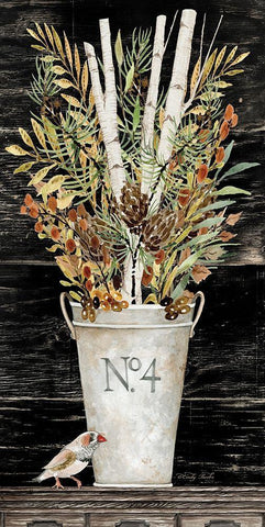 Fall No. 4 Bouquet      White Modern Wood Framed Art Print with Double Matting by Jacobs, Cindy