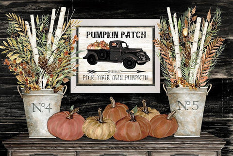 Pumpkin Patch Still Life White Modern Wood Framed Art Print with Double Matting by Jacobs, Cindy