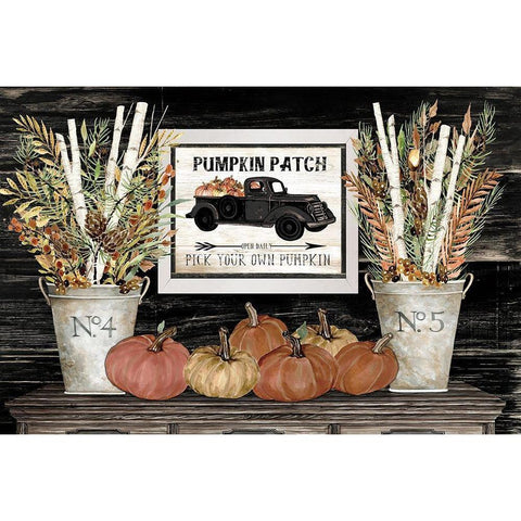 Pumpkin Patch Still Life Black Modern Wood Framed Art Print with Double Matting by Jacobs, Cindy