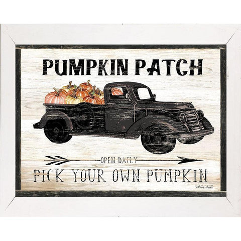 Pumpkin Patch Black Truck Black Modern Wood Framed Art Print by Jacobs, Cindy