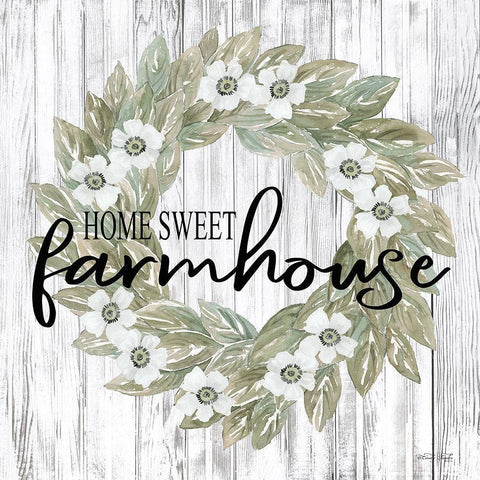 Home Sweet Farmhouse Wreath White Modern Wood Framed Art Print by Jacobs, Cindy