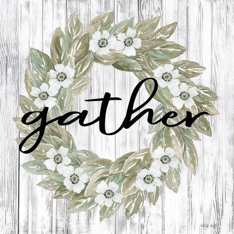 Gather Wreath Gold Ornate Wood Framed Art Print with Double Matting by Jacobs, Cindy