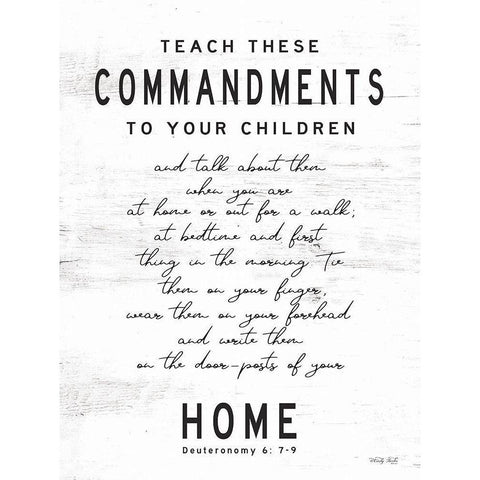 Teach These Commandments Black Modern Wood Framed Art Print with Double Matting by Jacobs, Cindy