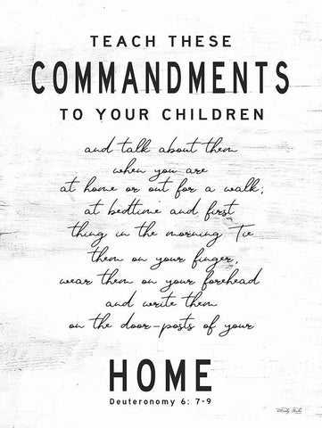 Teach These Commandments Black Ornate Wood Framed Art Print with Double Matting by Jacobs, Cindy