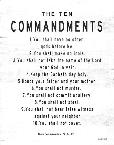 The Ten Commandments White Modern Wood Framed Art Print with Double Matting by Jacobs, Cindy