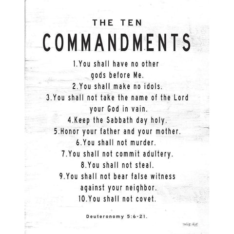 The Ten Commandments Black Modern Wood Framed Art Print with Double Matting by Jacobs, Cindy