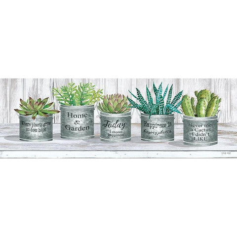 Galvanized Pot Succulents II Black Modern Wood Framed Art Print by Jacobs, Cindy