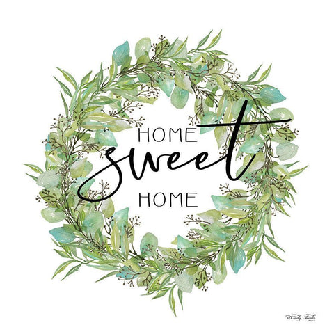 Home Sweet Home Wreath I    White Modern Wood Framed Art Print by Jacobs, Cindy