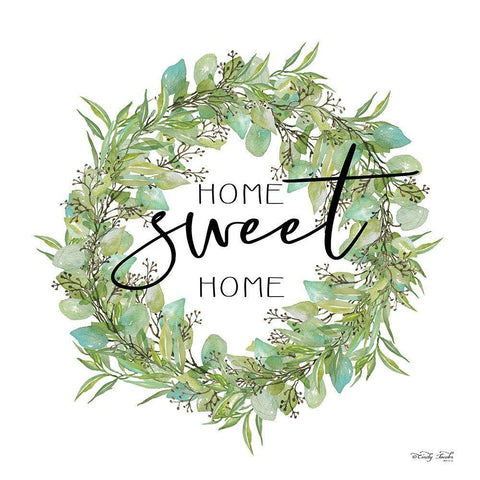 Home Sweet Home Wreath I    Black Ornate Wood Framed Art Print with Double Matting by Jacobs, Cindy