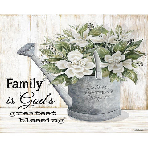 Family is Gods Greatest Blessing White Modern Wood Framed Art Print by Jacobs, Cindy