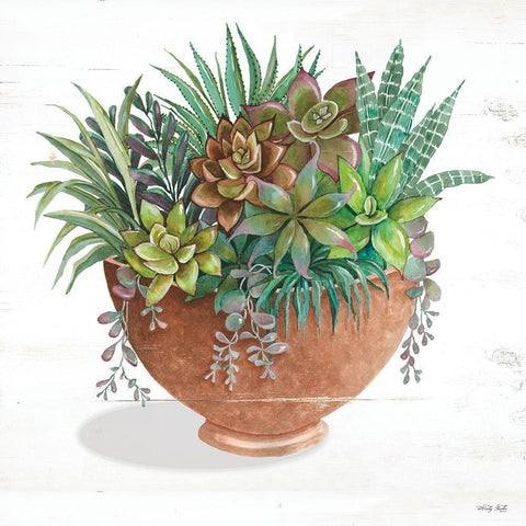 Terracotta Succulents II    Black Ornate Wood Framed Art Print with Double Matting by Jacobs, Cindy