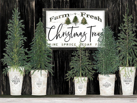 Farm Fresh Christmas Trees    White Modern Wood Framed Art Print with Double Matting by Jacobs, Cindy