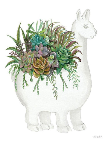 Proud Llama Pot I White Modern Wood Framed Art Print with Double Matting by Jacobs, Cindy