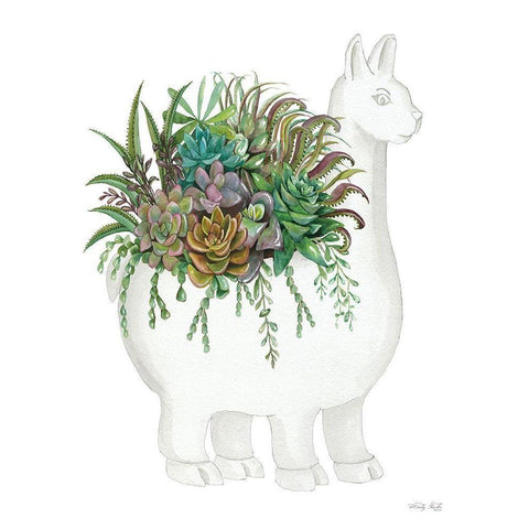 Proud Llama Pot I White Modern Wood Framed Art Print by Jacobs, Cindy